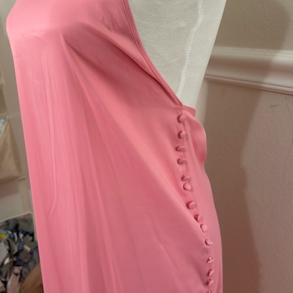 Zara Small  pink silk style dress buttons going down side. - Picture 7 of 10